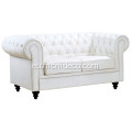 Egongela Chesterfield bi eserlekuko larruzko sofa